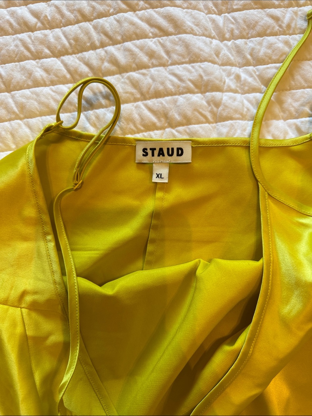 STAUD Calluna dress chartreuse yellow /green in XL new with tags - Picture 8 of 14